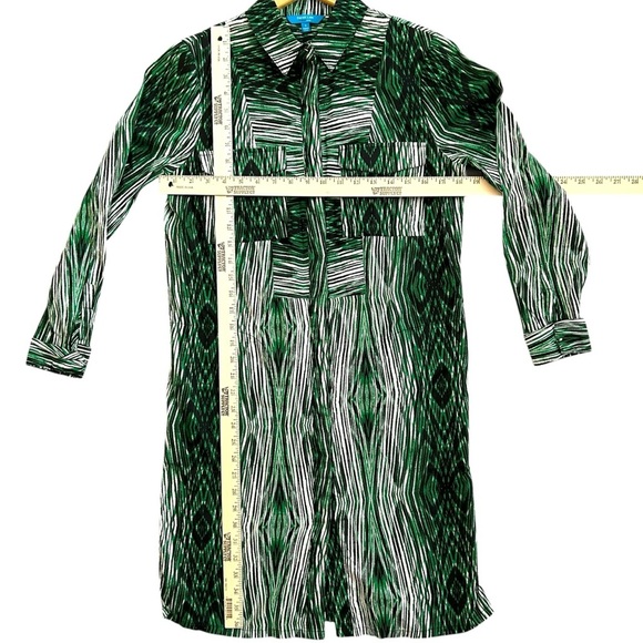 Derek Lam Design Nation Green Pattern Button Down Collared‎ Neckline Shirt Dress - Picture 5 of 6